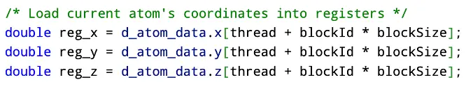 Load coordinates into registers