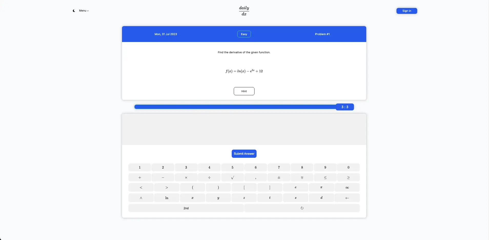 the daily derivative landing page light mode